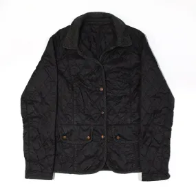 BARBOUR Tweed Quilted Jacket Black Womens UK 8