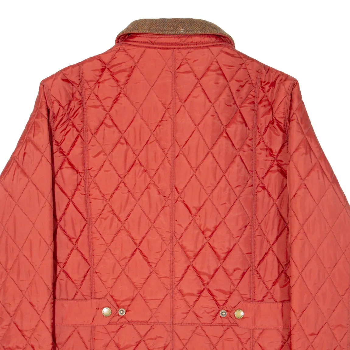 BARBOUR Tweed Womens Quilted Jacket Red UK 14