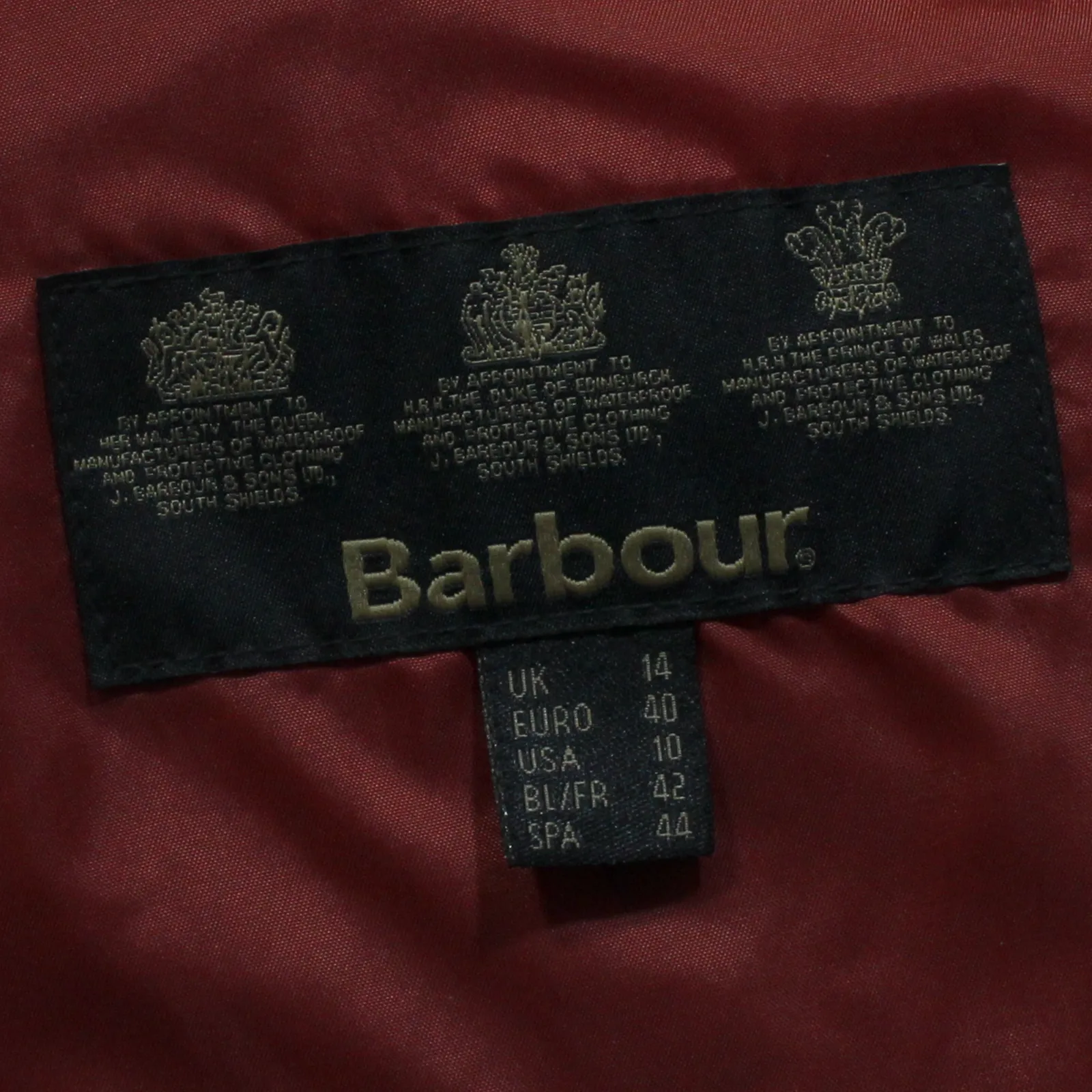 BARBOUR Tweed Womens Quilted Jacket Red UK 14