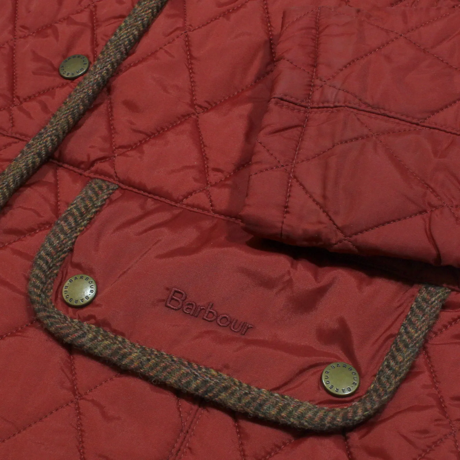 BARBOUR Tweed Womens Quilted Jacket Red UK 14