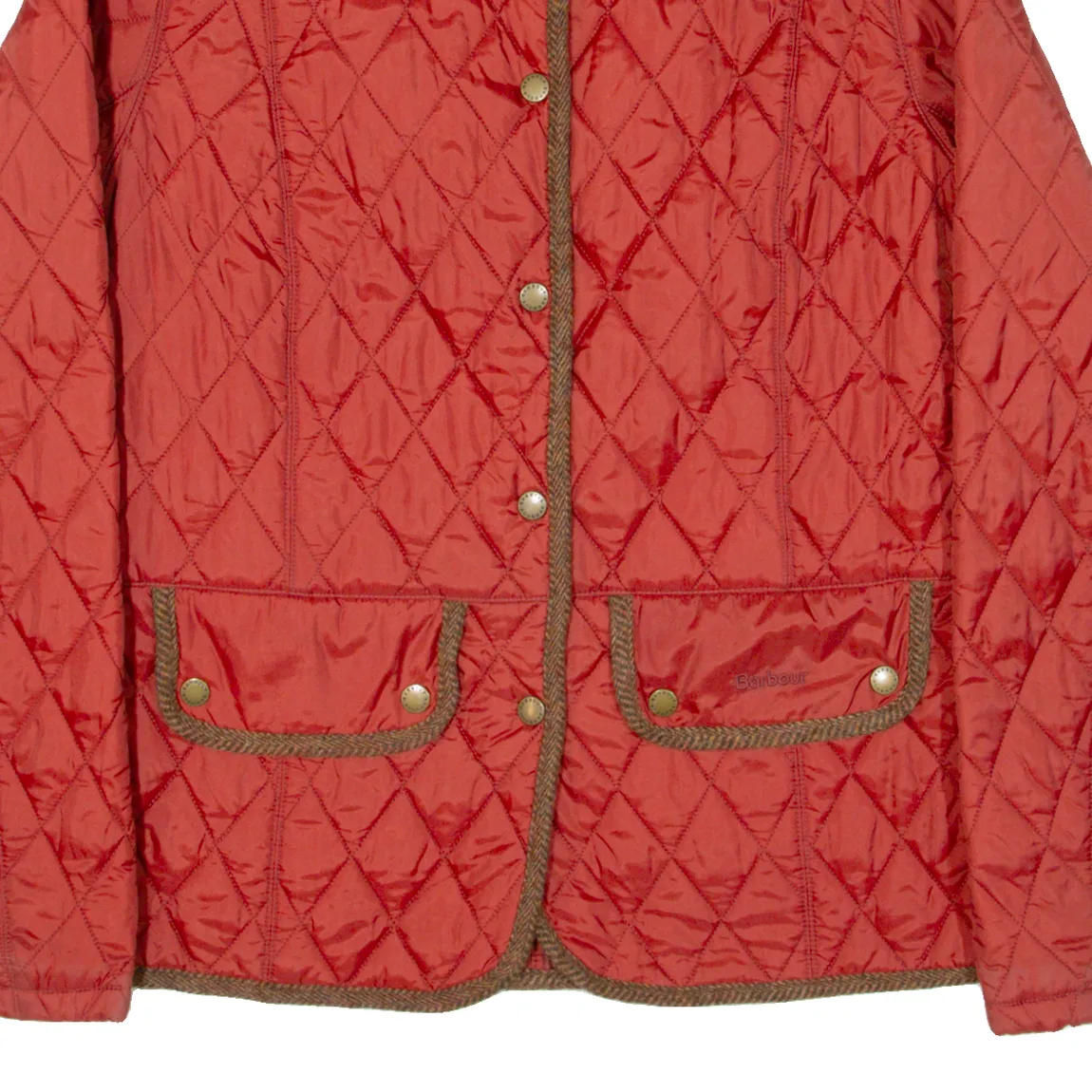 BARBOUR Tweed Womens Quilted Jacket Red UK 14