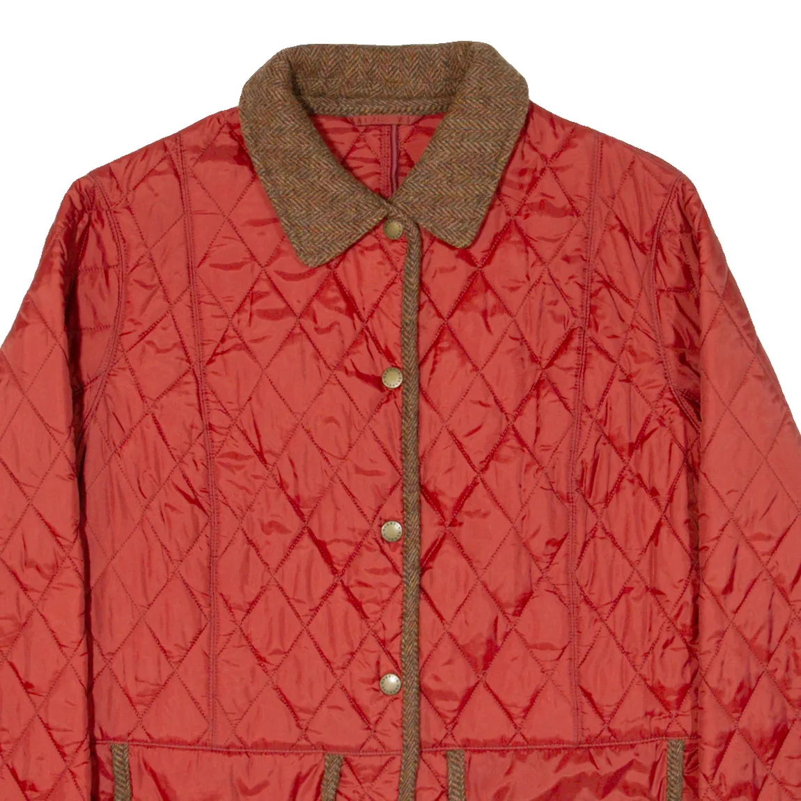 BARBOUR Tweed Womens Quilted Jacket Red UK 14