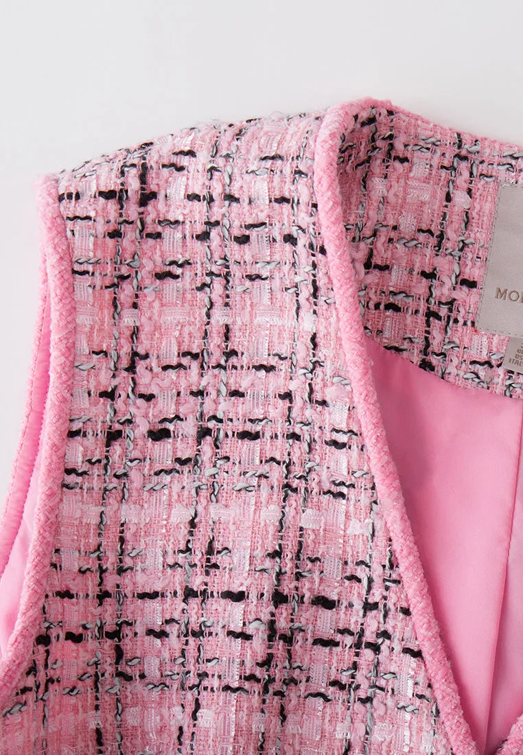 Check Button Fastening Tweed Waistcoat