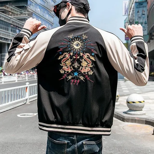 Chinese Dragon Embroidery Hip Hop Style Men Jacket