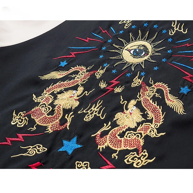 Chinese Dragon Embroidery Hip Hop Style Men Jacket