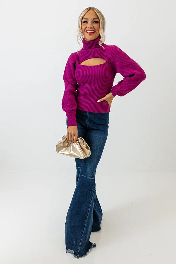 Cozy Paradise Cut Out Sweater In Violet