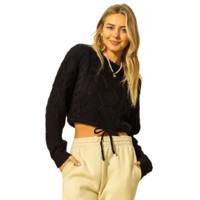 Drawstring Bottom Crop Sweater