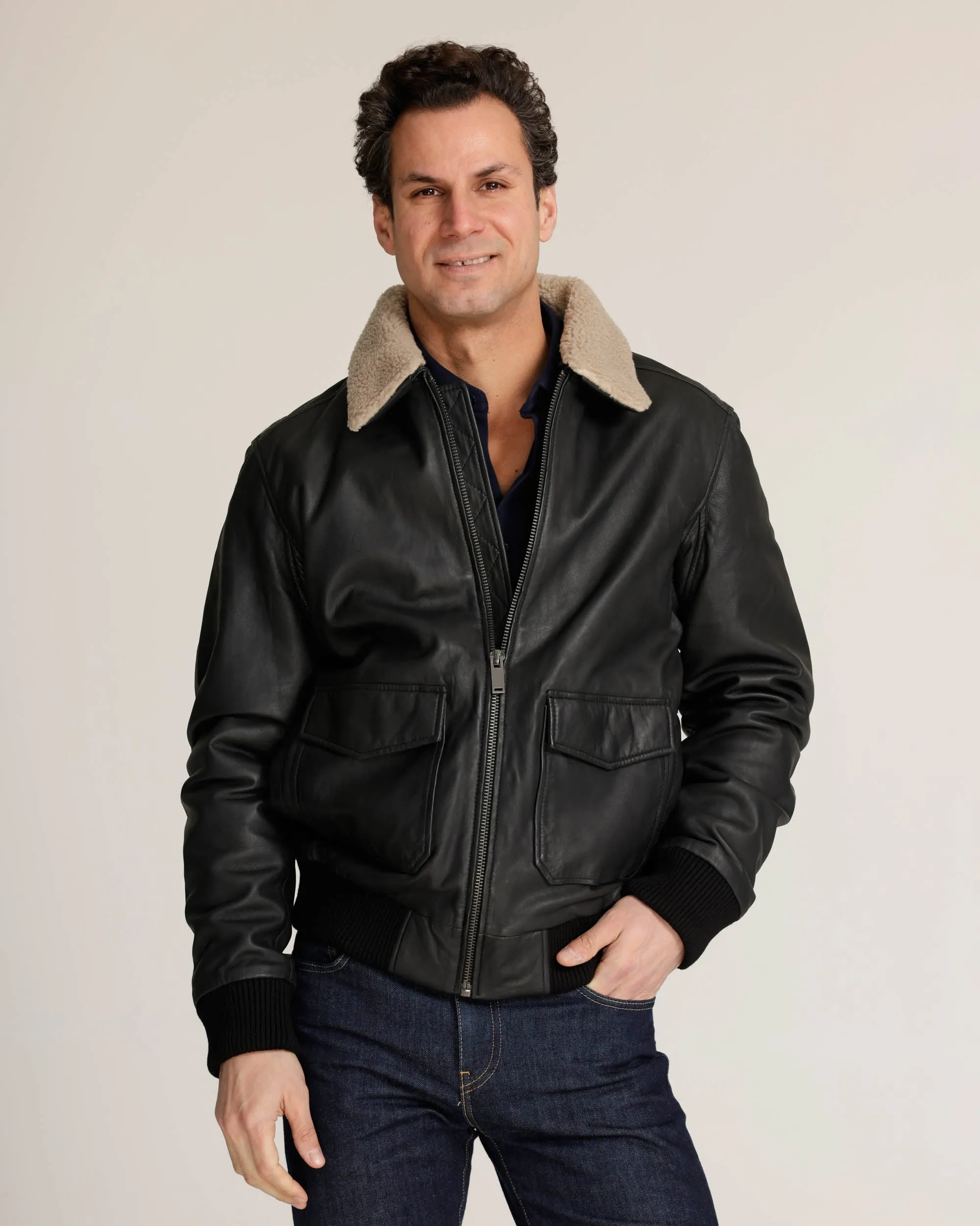 Jackson | Shearling Leather Bomber Jacket