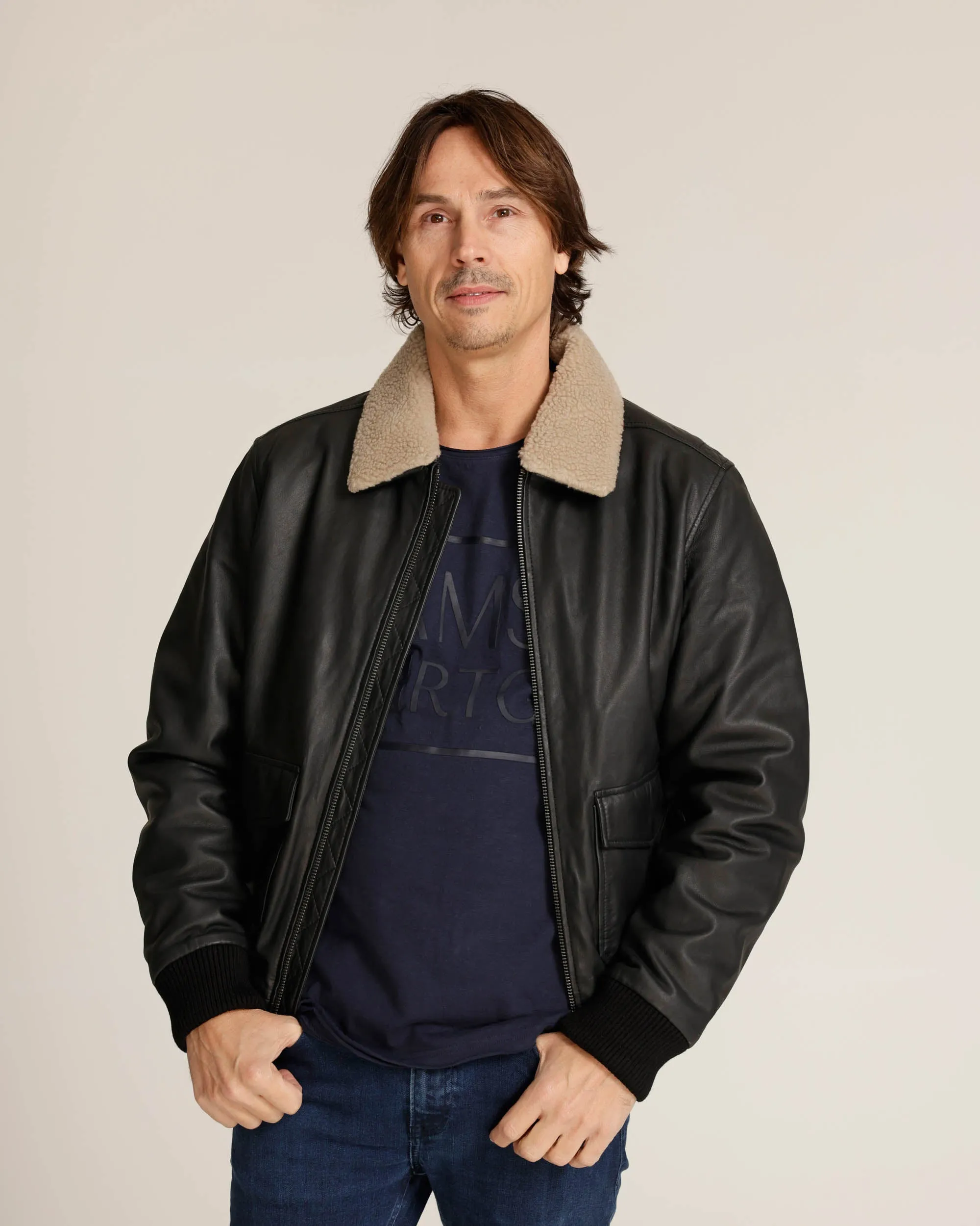 Jackson | Shearling Leather Bomber Jacket