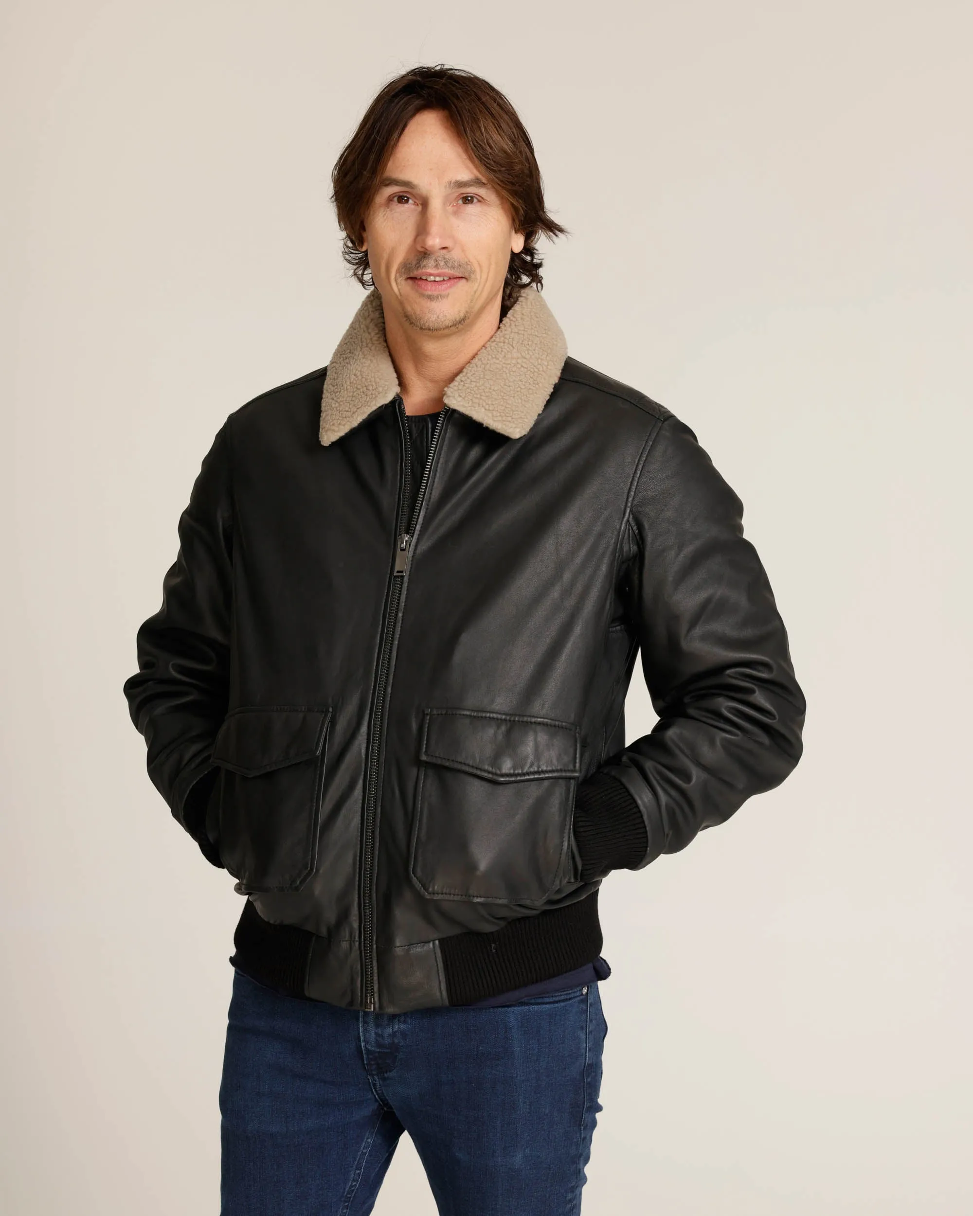 Jackson | Shearling Leather Bomber Jacket
