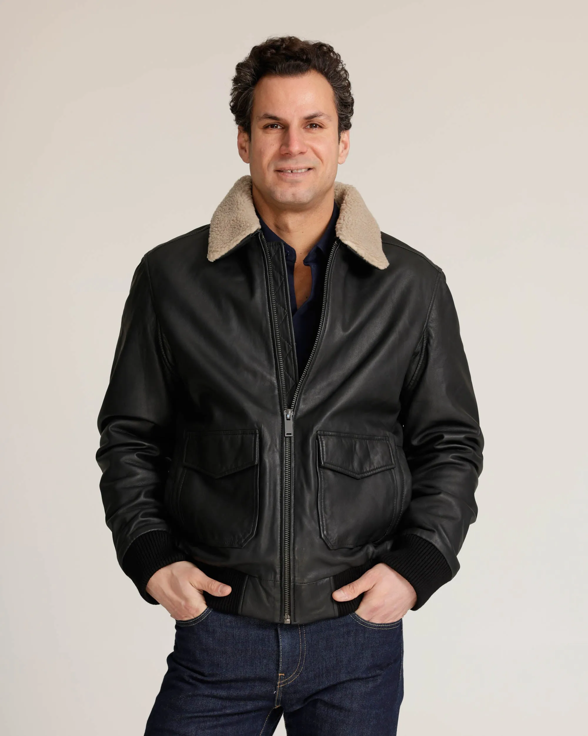Jackson | Shearling Leather Bomber Jacket