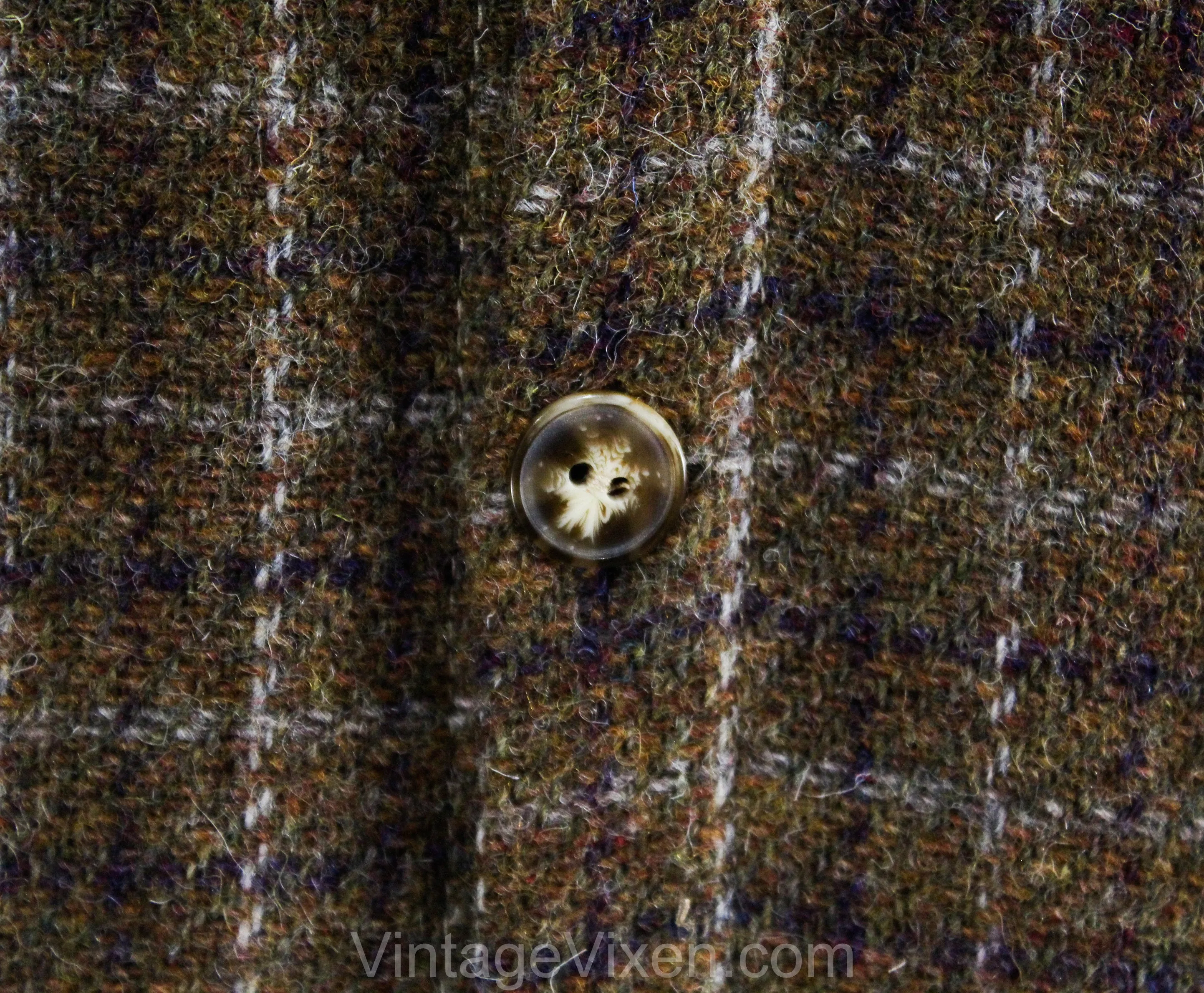 Men's Large Wool Shirt Jacket - 1950s 60s Sage Brown Tweed Men's Long Sleeve Plaid Lumberjack - Quilted Lining - Fall Winter - Chest 46