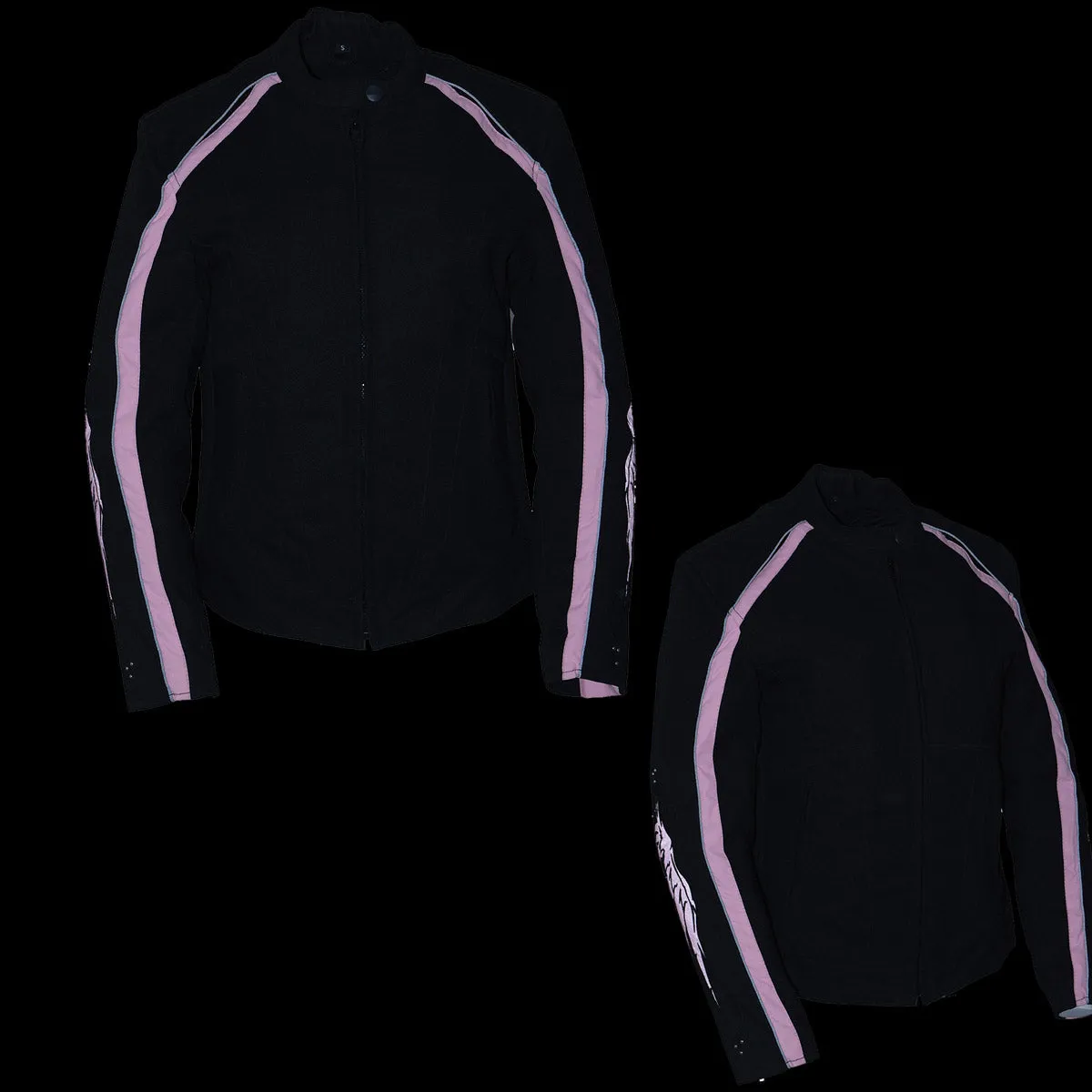Milwaukee Leather SH1954 Women's Black and Pink Textile Jacket with