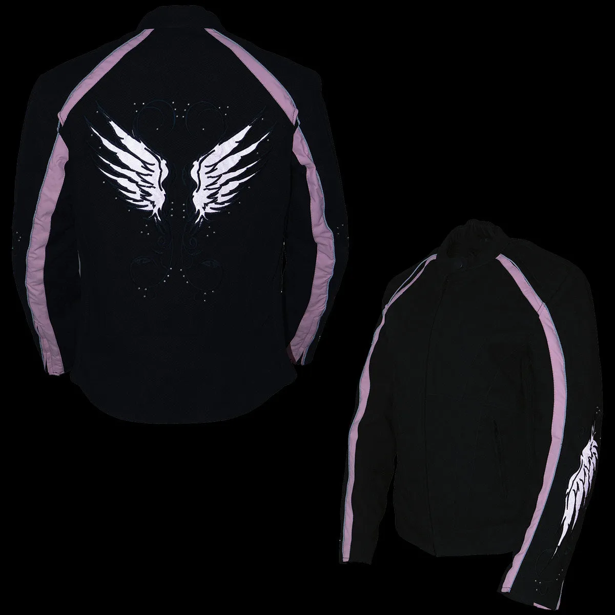 Milwaukee Leather SH1954 Women's Black and Pink Textile Jacket with
