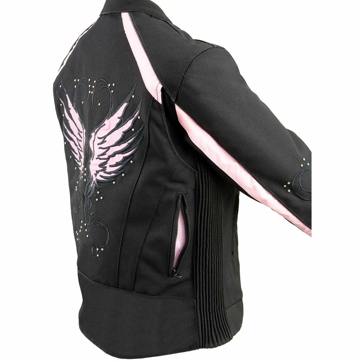 Milwaukee Leather SH1954 Women's Black and Pink Textile Jacket with