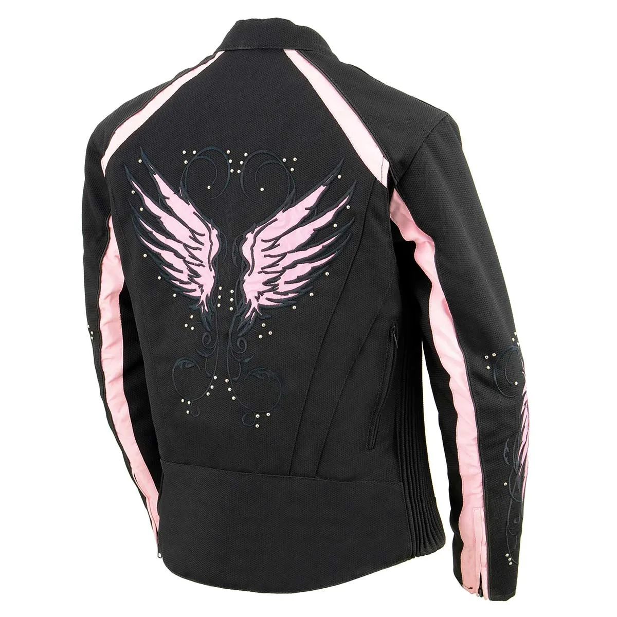 Milwaukee Leather SH1954 Women's Black and Pink Textile Jacket with