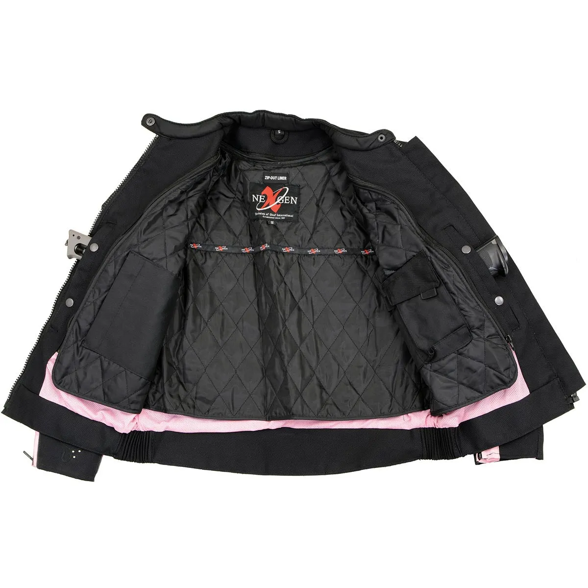 Milwaukee Leather SH1954 Women's Black and Pink Textile Jacket with