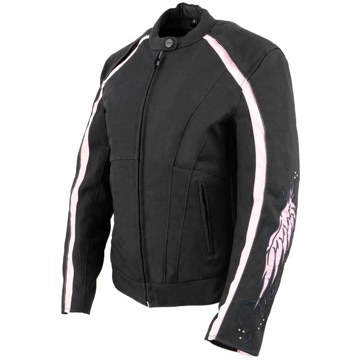 Milwaukee Leather SH1954 Women's Black and Pink Textile Jacket with