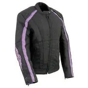 Milwaukee Leather SH1954 Women's Black and Purple Textile Jacket with