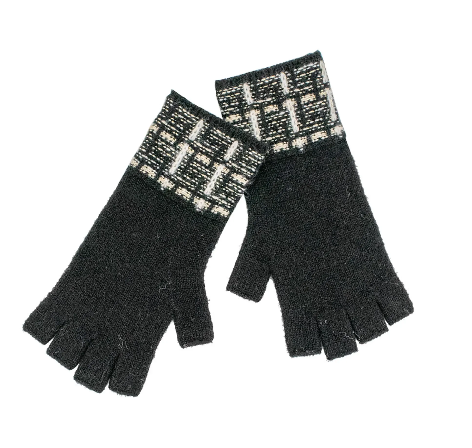Tiffany Tweed Fingerless Gloves, Black