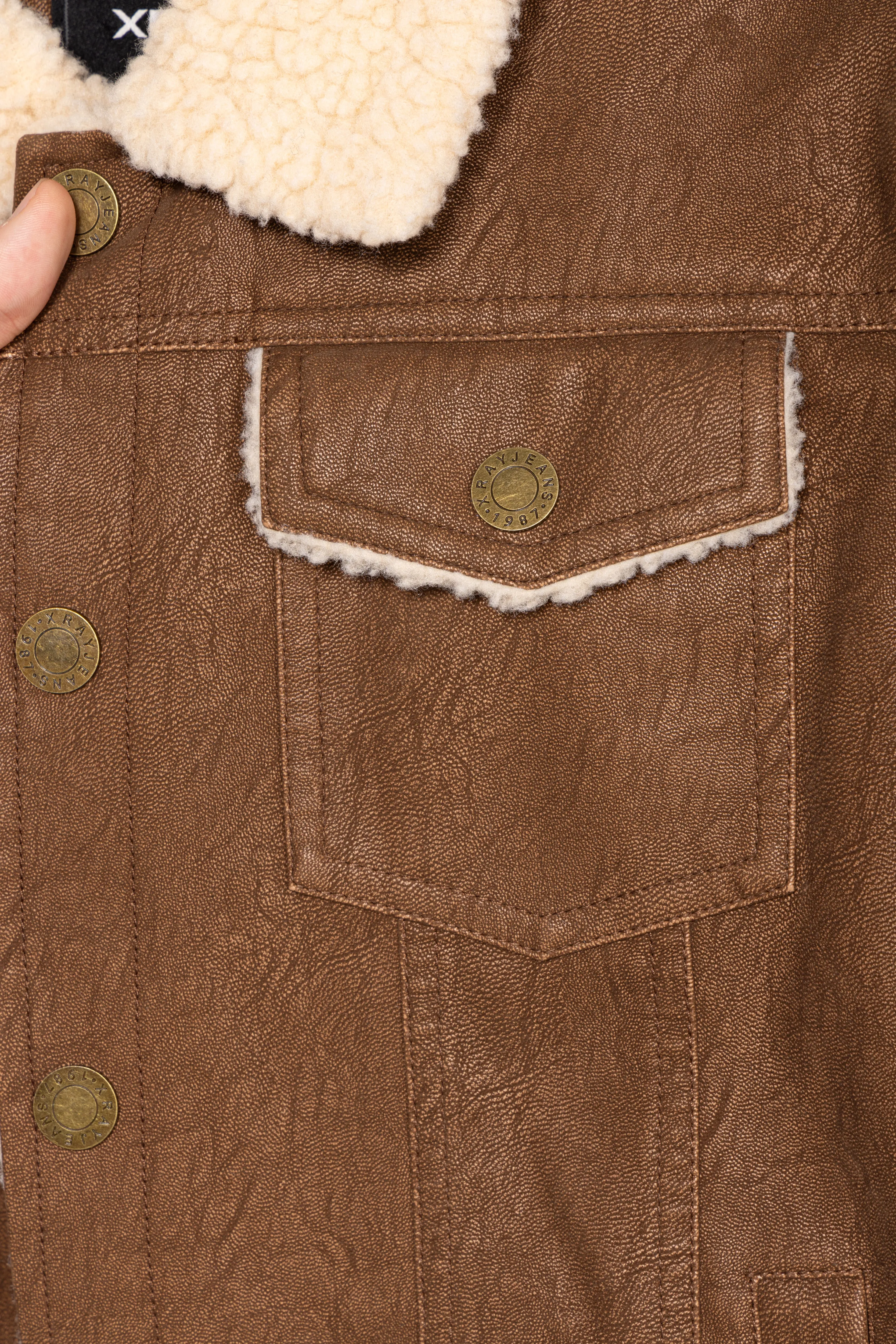 X RAY Boys Faux Suede Ranger Jacket With Faux Shearling Lining