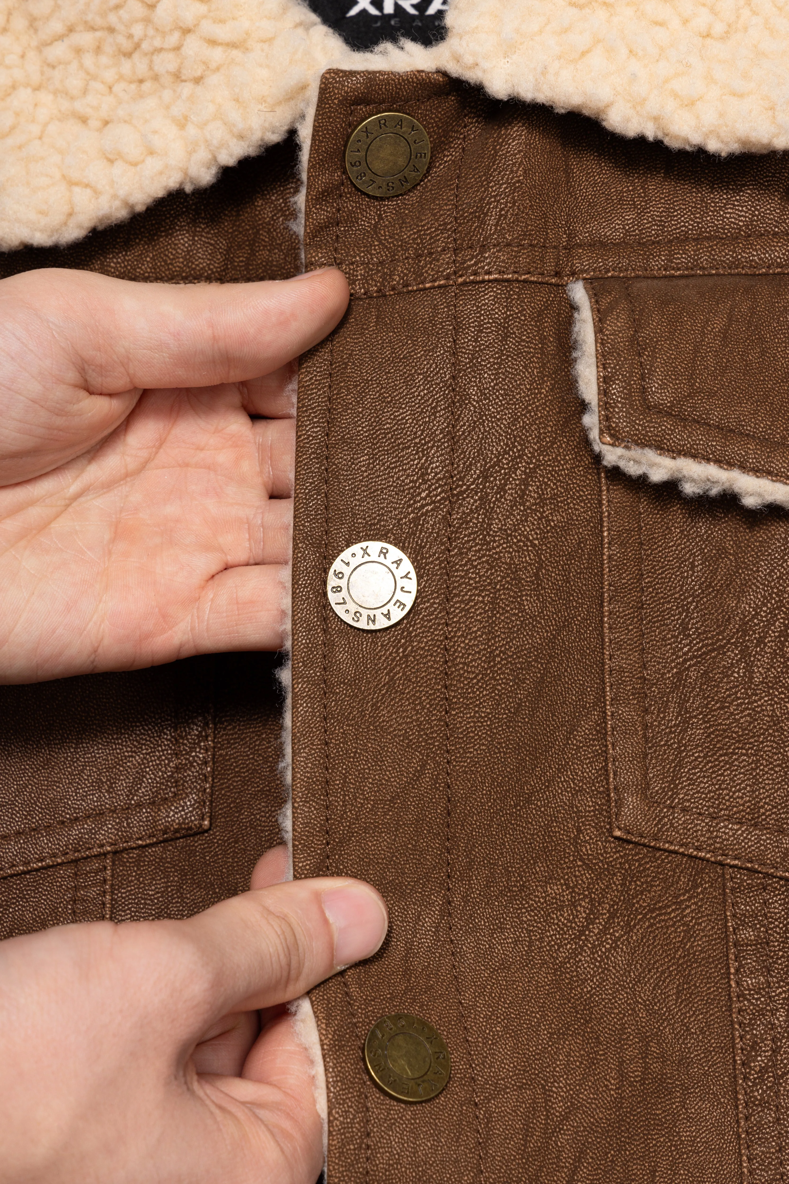 X RAY Boys Faux Suede Ranger Jacket With Faux Shearling Lining