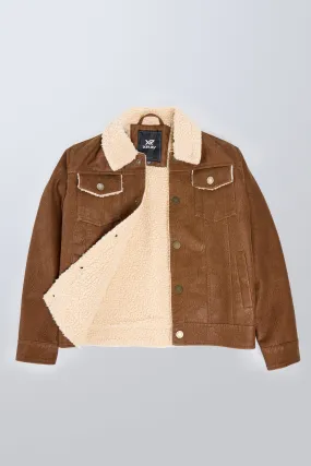 X RAY Boys Faux Suede Ranger Jacket With Faux Shearling Lining